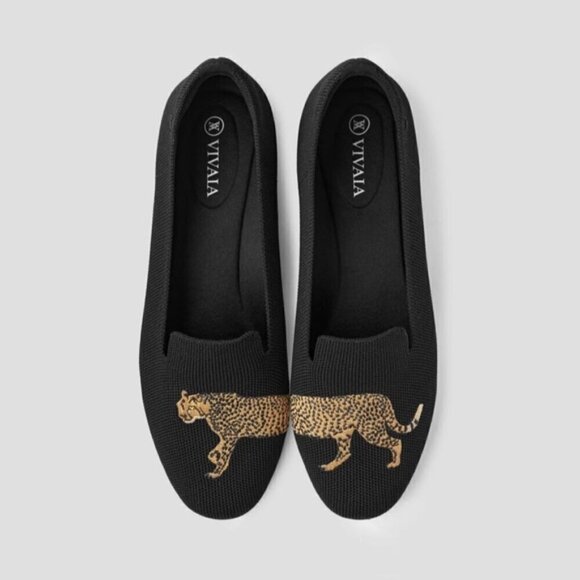 Vivaia, Women's Round-Toe Embroidered Loafers (Audrey) - Black-Cheetah. Size: 43 - Picture 13 of 16